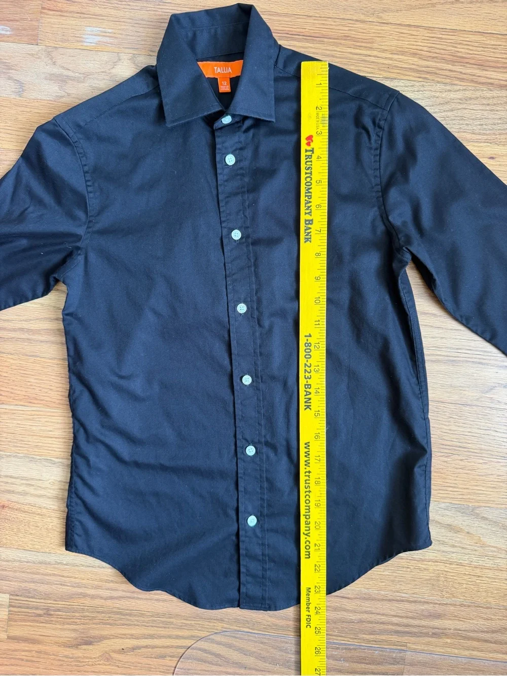 TALLIA Boys Solid Black Dress Shirt size 12